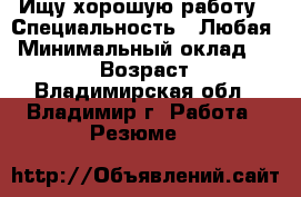 Ищу хорошую работу › Специальность ­ Любая › Минимальный оклад ­ 17 000 › Возраст ­ 20 - Владимирская обл., Владимир г. Работа » Резюме   